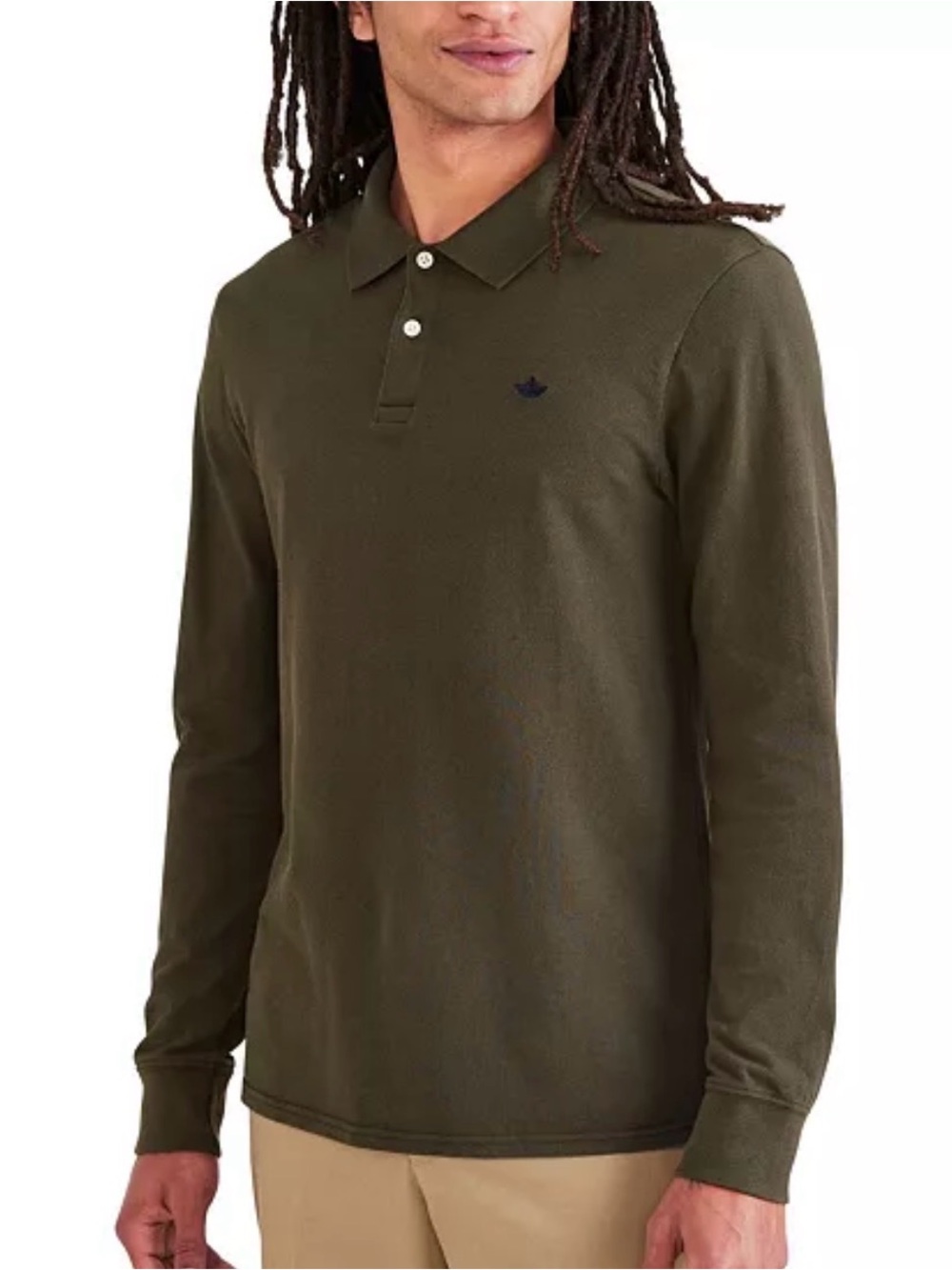Dockers Olive Green Long Sleeve Polo